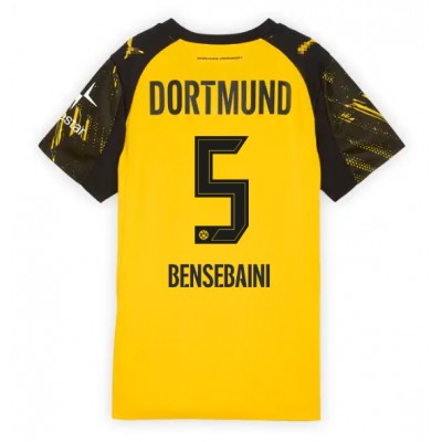 Ženski Nogometni dresi Borussia Dortmund Ramy Bensebaini #5 Domači 2025-26 Kratek Rokav Ženski Nogometni dresi Borussia Dortmund Ramy Bensebaini #5 Domači 2025-26 Kratek Rokav